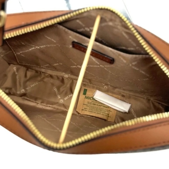 Michael Kors Large EW Zip Chain Xbody Crossbody Bag & Continental Wallet Brown - Picture 8 of 13